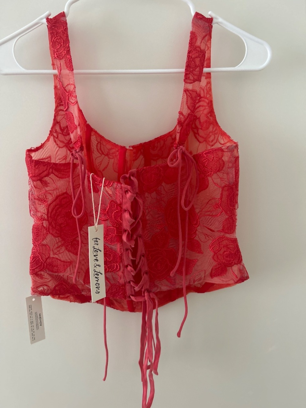 NEW For Love & Lemons Embroidered Roses Corset Top M / Red - Picture 5 of 7